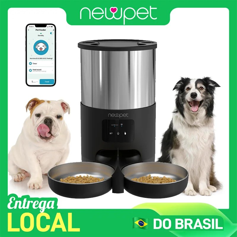 Alimentador Automático Newpet 5L Wi-Fi Inox — foto 1